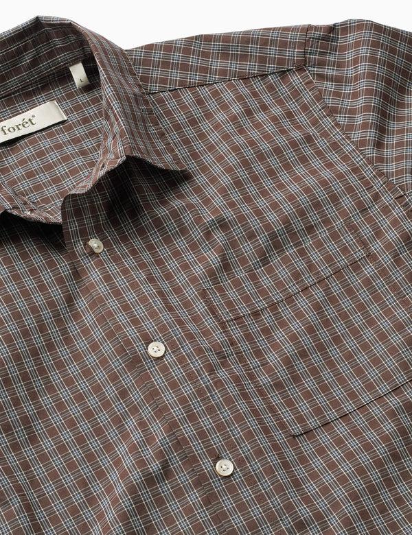 Forét MAPLE POPLIN SHIRT - BROWN/KHAKI