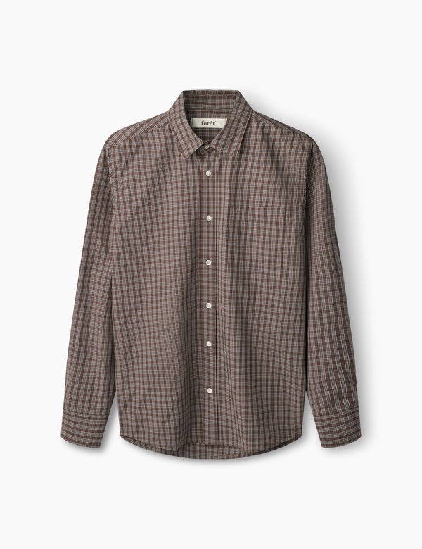 forét MAPLE POPLIN SHIRT - BROWN/KHAKI