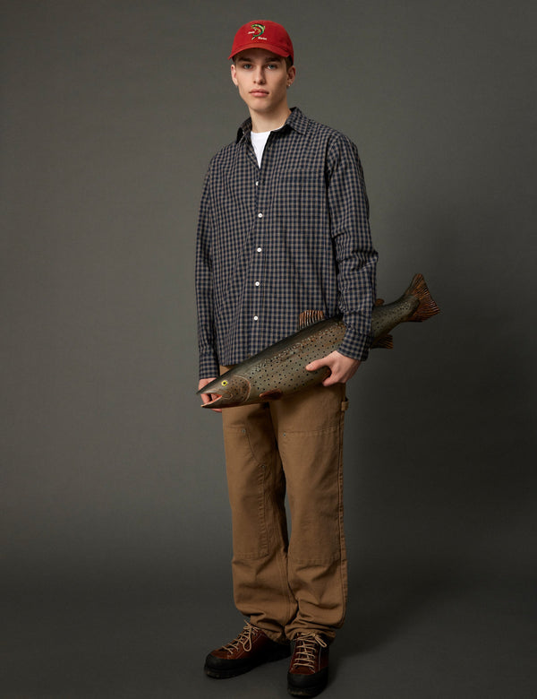 Forét MAPLE POPLIN SHIRT - NAVY/RED