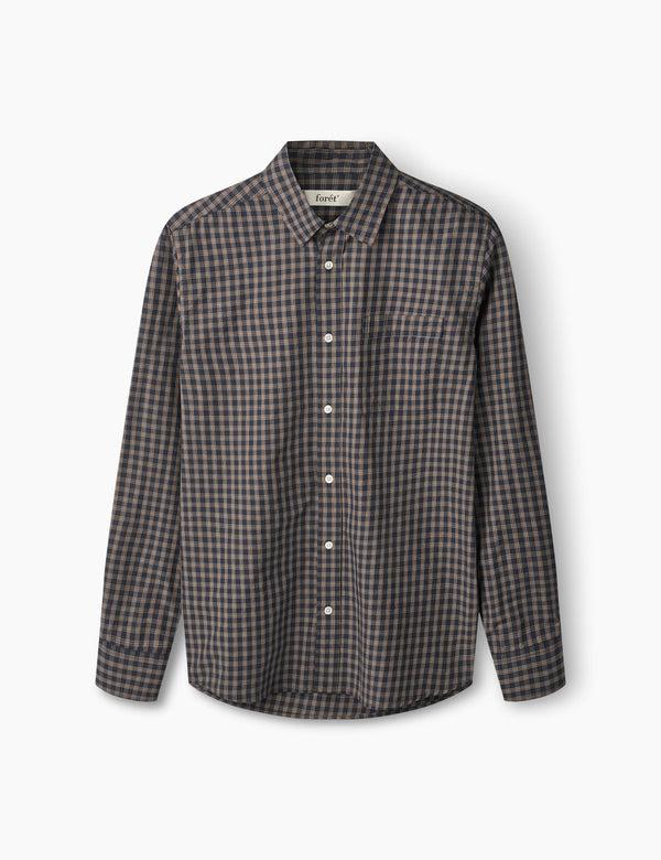 forét MAPLE POPLIN SHIRT - NAVY/RED