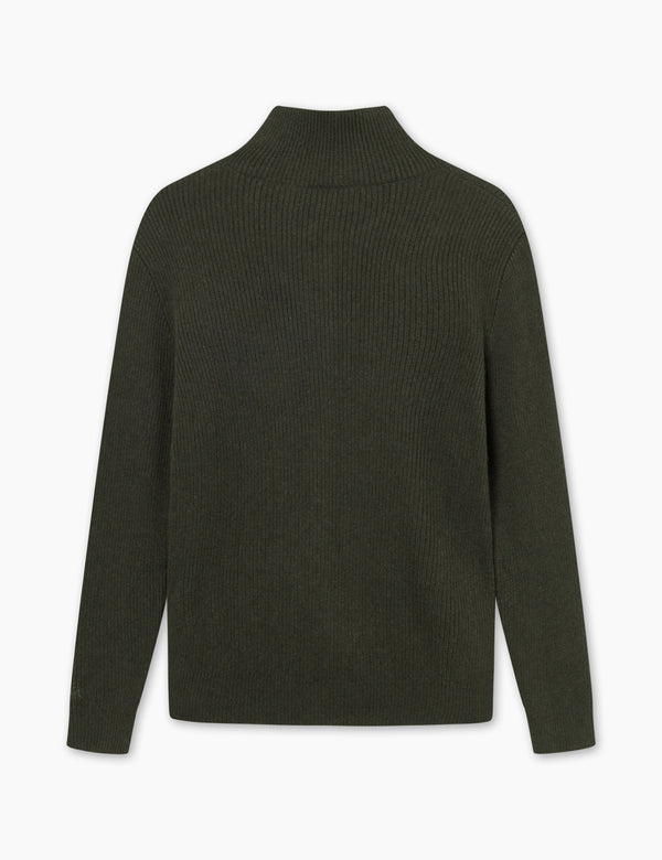 Forét MARSH RIB ZIP HIGH NECK - DARK MOSS