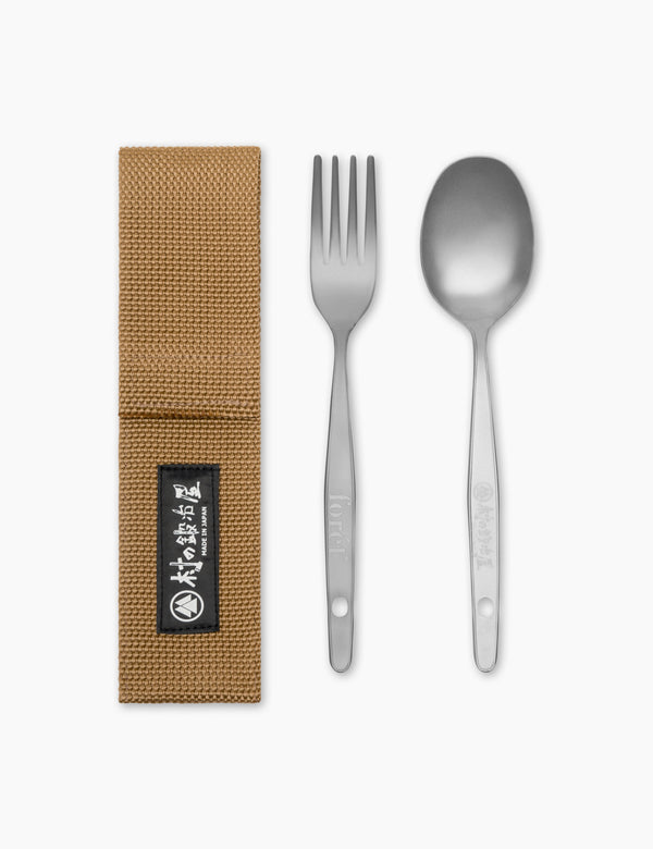 forét MURANOKAJIYA X FORÉT - FORK & SPOON SET - TITANIUM