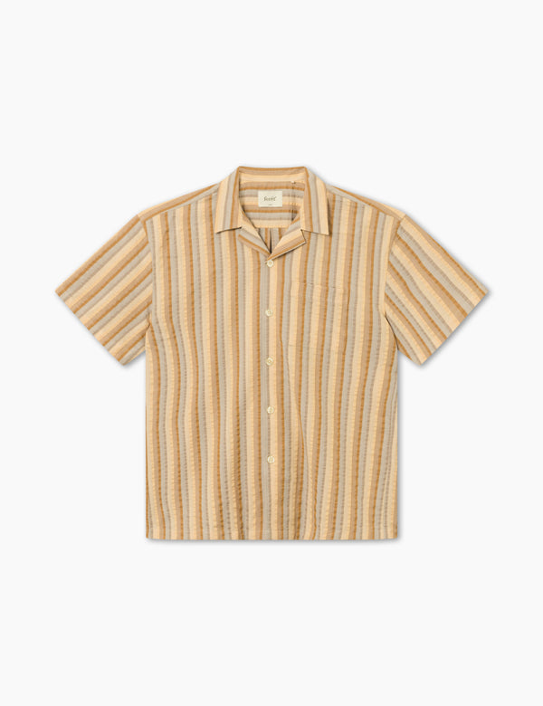 forét OTTER SEERSSUCKER SS SHIRT - RUBBER STRIPE