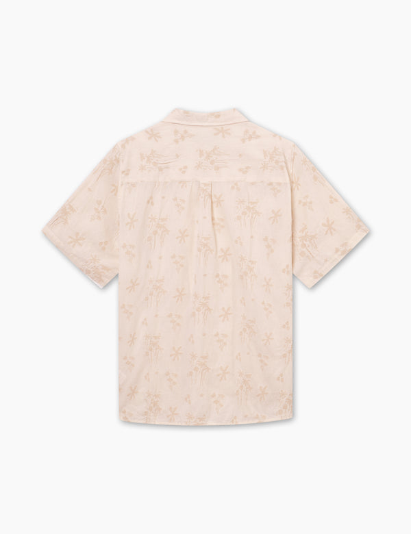 Forét PEER FLOWER JACQUARD SS SHIRT - CLOUD