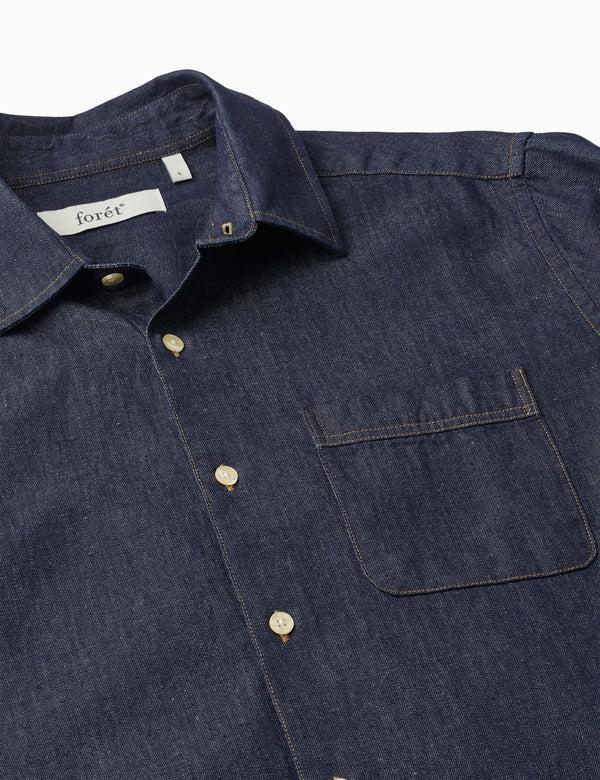 Forét PLUTO CHAMBRAY SHIRT - DARK CHAMBRAY