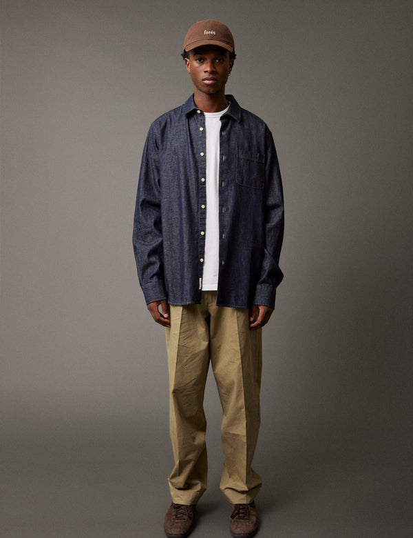 Forét PLUTO CHAMBRAY SHIRT - DARK CHAMBRAY