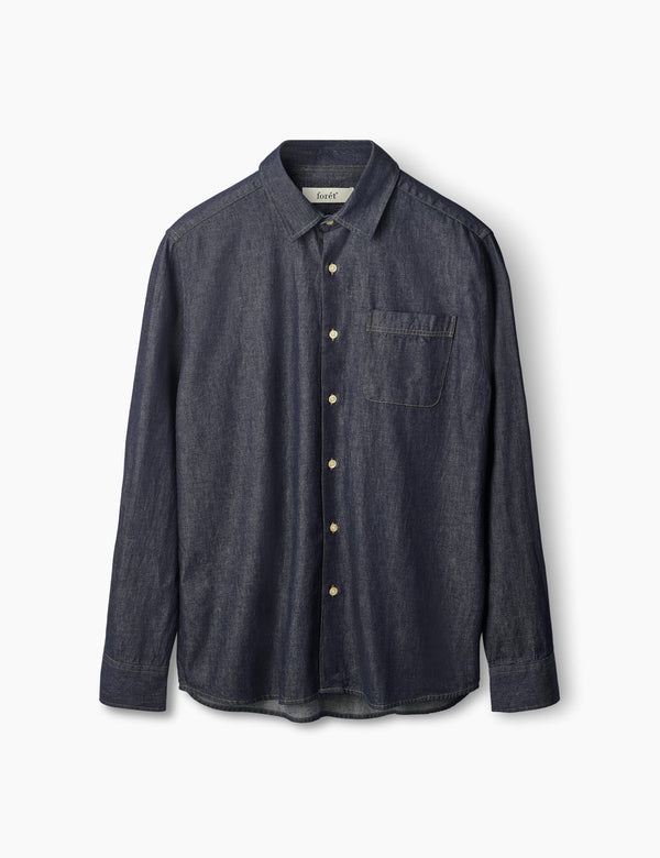 forét PLUTO CHAMBRAY SHIRT - DARK CHAMBRAY