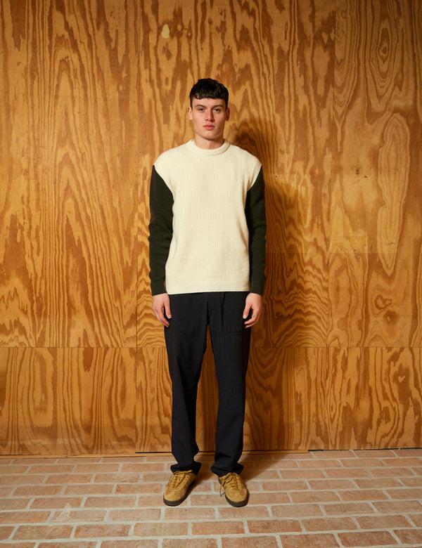 Forét RELAX RIB KNIT - CLOUD/DARK MOSS