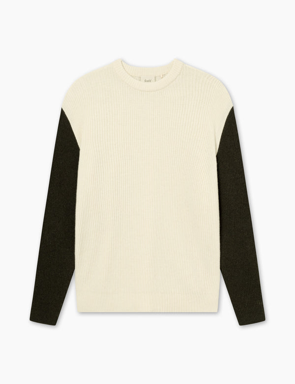 forét RELAX RIB KNIT - CLOUD/DARK MOSS