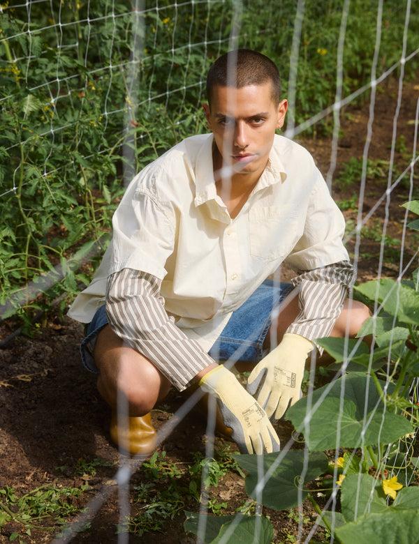 Forét REST SHIRT - CLOUD/BROWN STRIPE