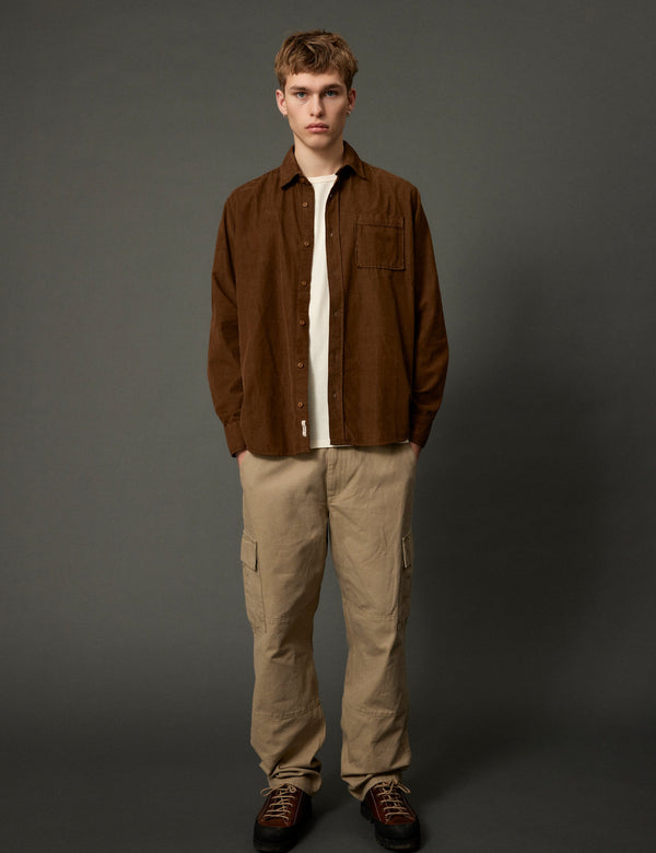 Forét RIVER CORDUROY SHIRT - BURNT KHAKI