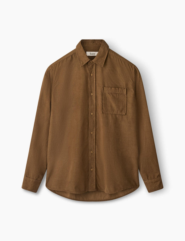 forét RIVER CORDUROY SHIRT - BURNT KHAKI
