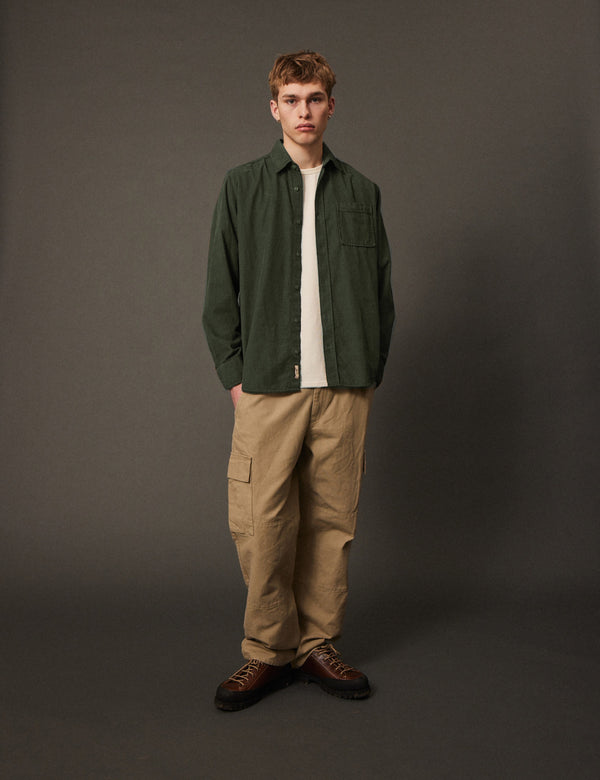 Forét RIVER CORDUROY SHIRT - DARK GREEN
