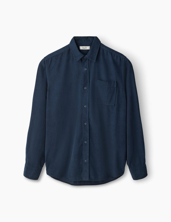 forét RIVER CORDUROY SHIRT - NAVY