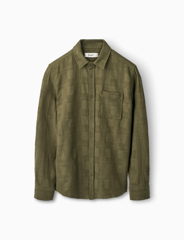 forét RIVER JACQUARD SHIRT - ARMY