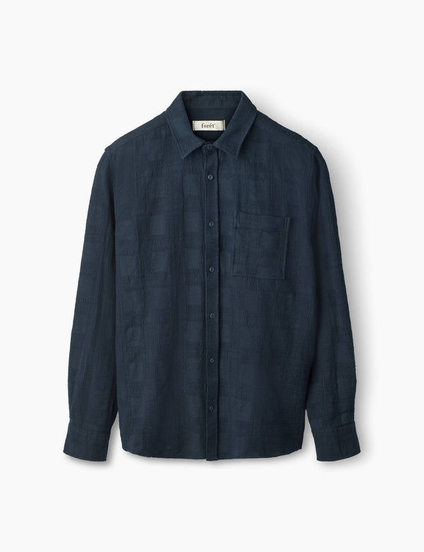 forét RIVER JACQUARD SHIRT - NAVY