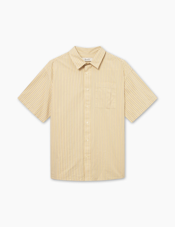 forét ROSE SS POPLIN SHIRT - DUSTY YELLOW STRIPE