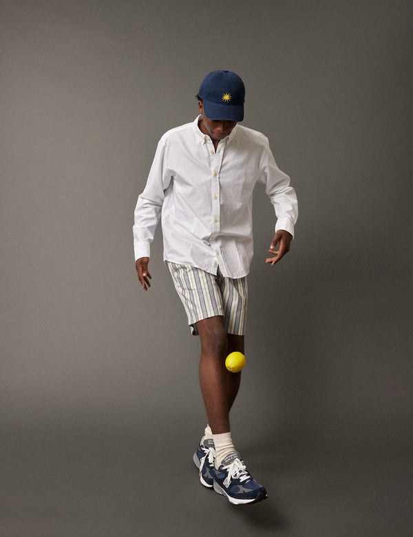 Forét SERENE LINEN SHORTS - BLUE STRIPE