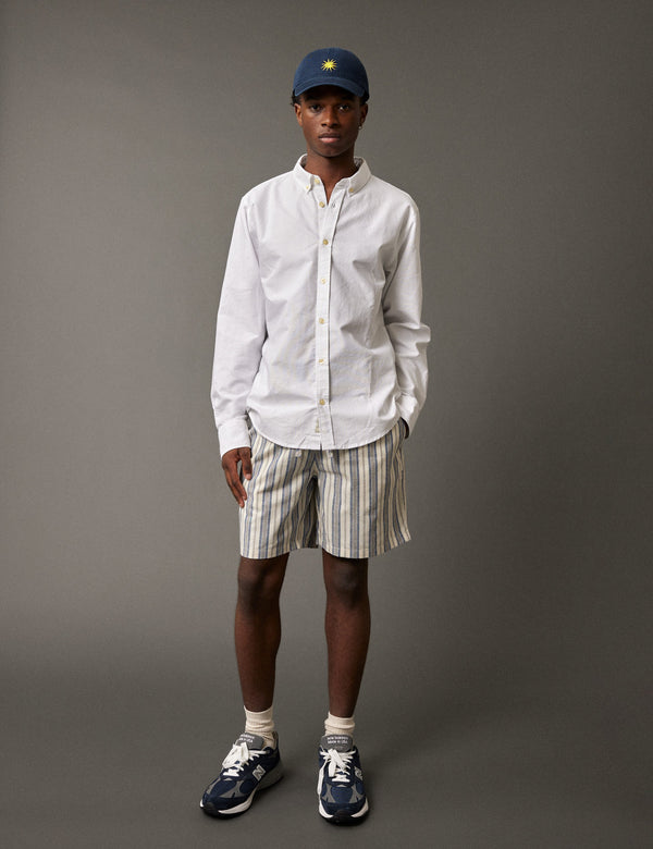 Forét SERENE LINEN SHORTS - BLUE STRIPE