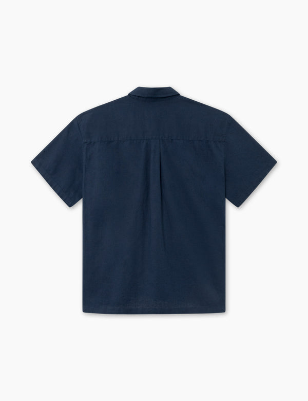 Forét SERENE LINEN SS SHIRT - NAVY