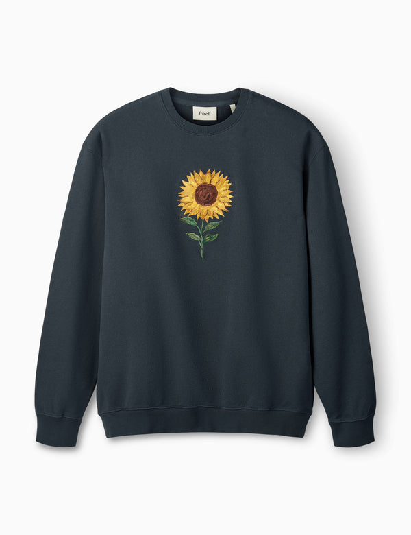 forét SUN EMBROIDERED SWEATSHIRT - NAVY