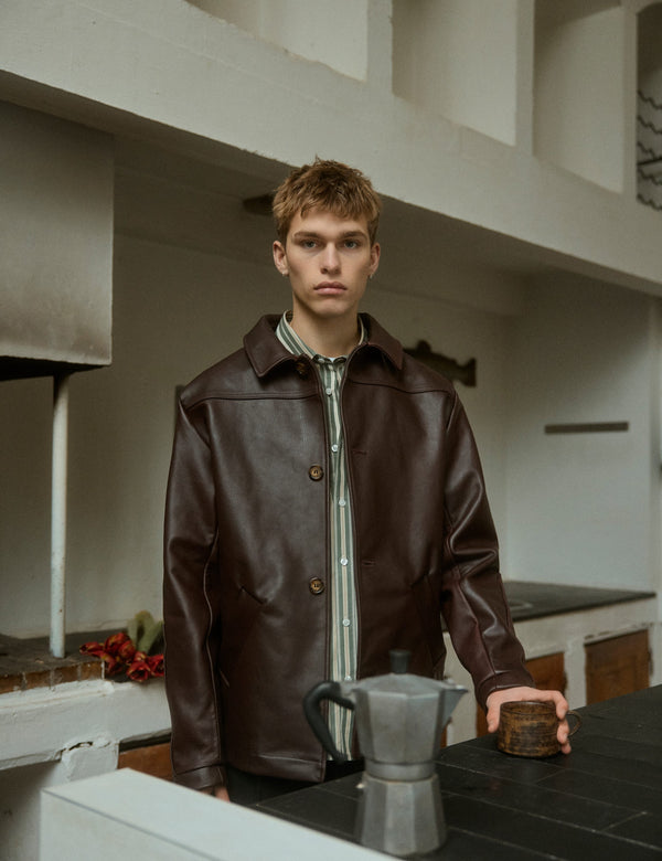 forét SUNRAY LEATHER JACKET - BROWN