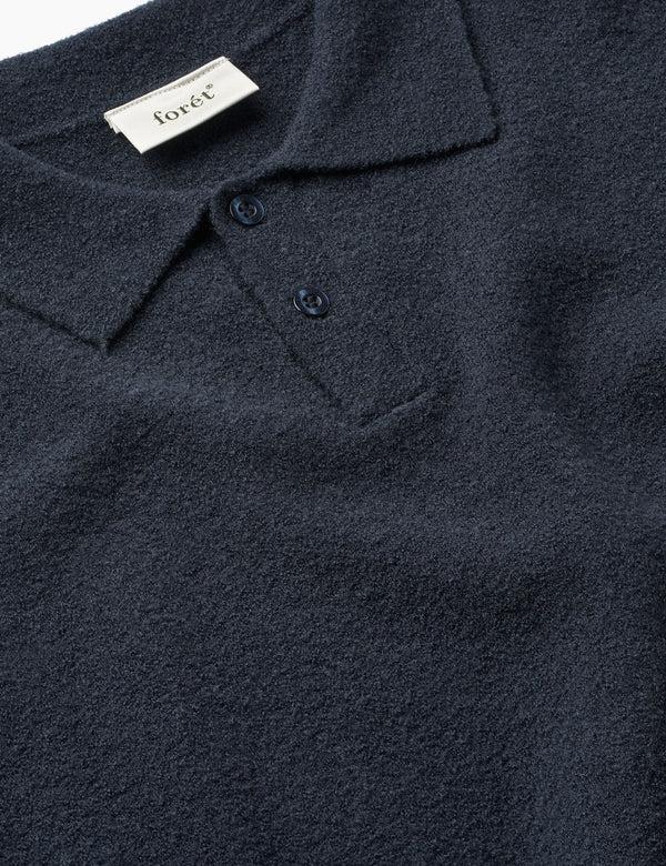 Forét TIMBER BRUSHED POLO KNIT - NAVY