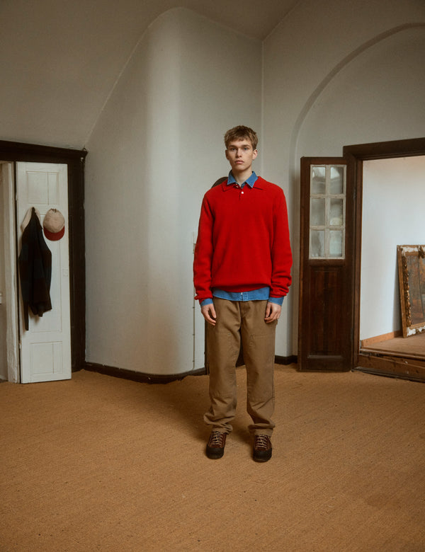 Forét TIMBER BRUSHED POLO KNIT - RED