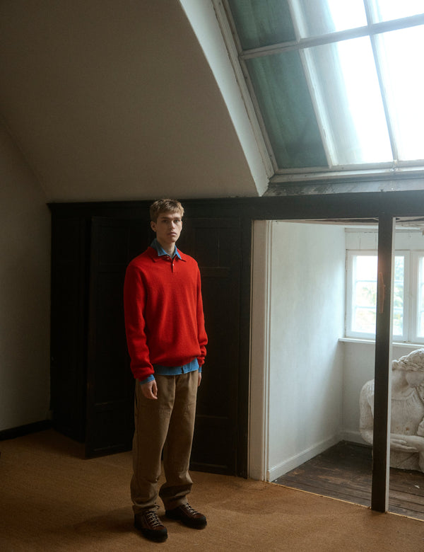 Forét TIMBER BRUSHED POLO KNIT - RED