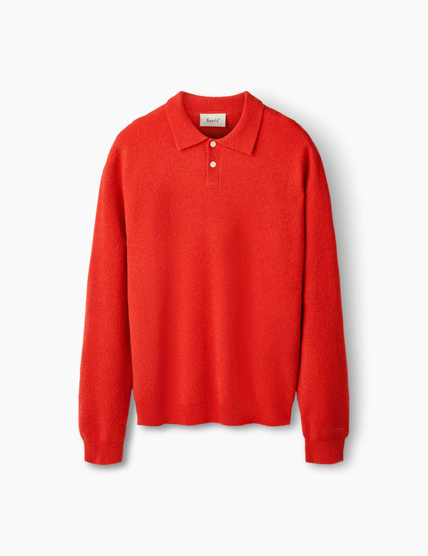 forét TIMBER BRUSHED POLO KNIT - RED