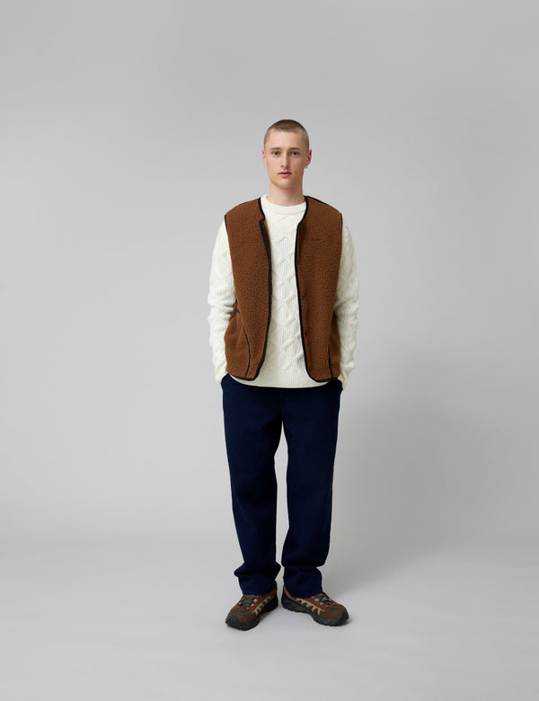Forét TULIP SHERPA FLEECE VEST - BROWN
