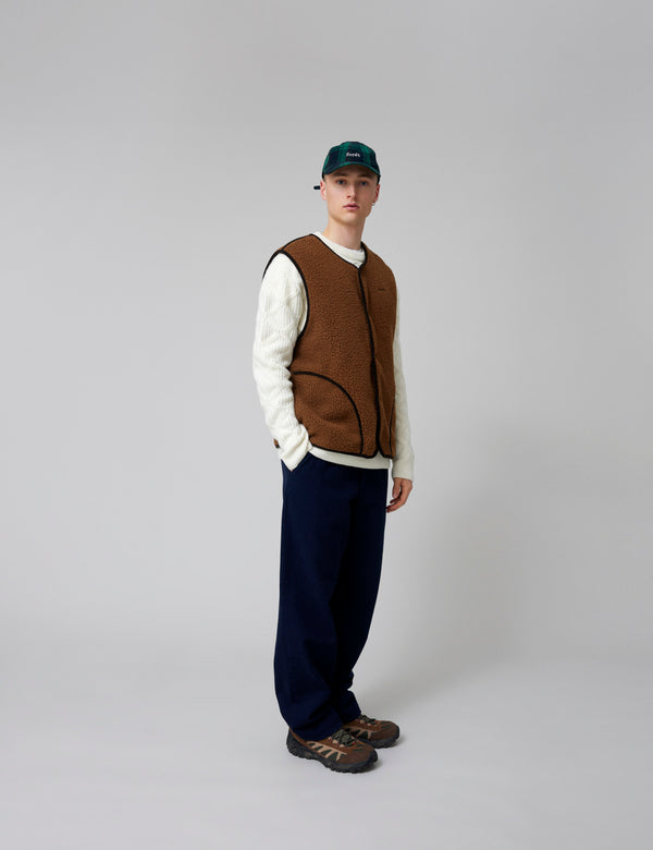 Forét TULIP SHERPA FLEECE VEST - BROWN