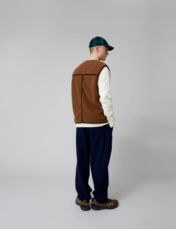 Forét TULIP SHERPA FLEECE VEST - BROWN