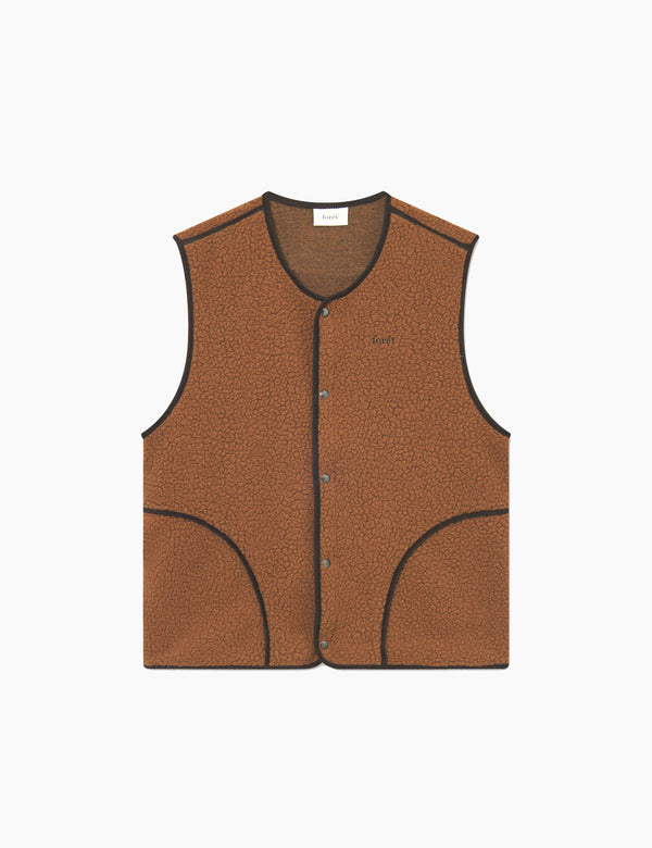 forét TULIP SHERPA FLEECE VEST - BROWN