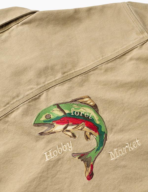 Forét WOOD EMBROIDERY OVERSHIRT - KHAKI