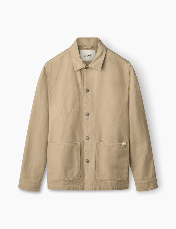 forét WOOD EMBROIDERY OVERSHIRT - KHAKI