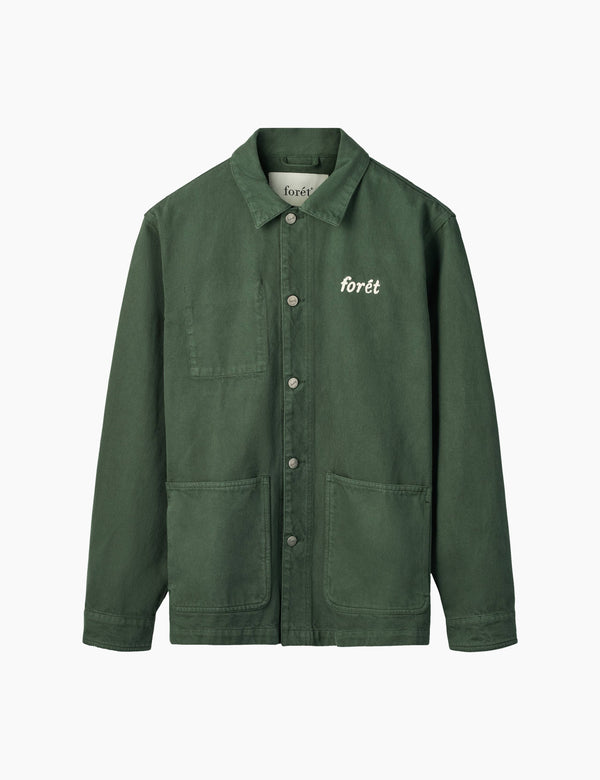 forét WOOD TWILL OVERSHIRT - DARK GREEN