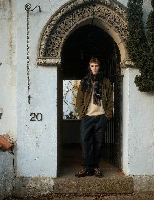 Forét WOOL SCARF - NAVY CHECK