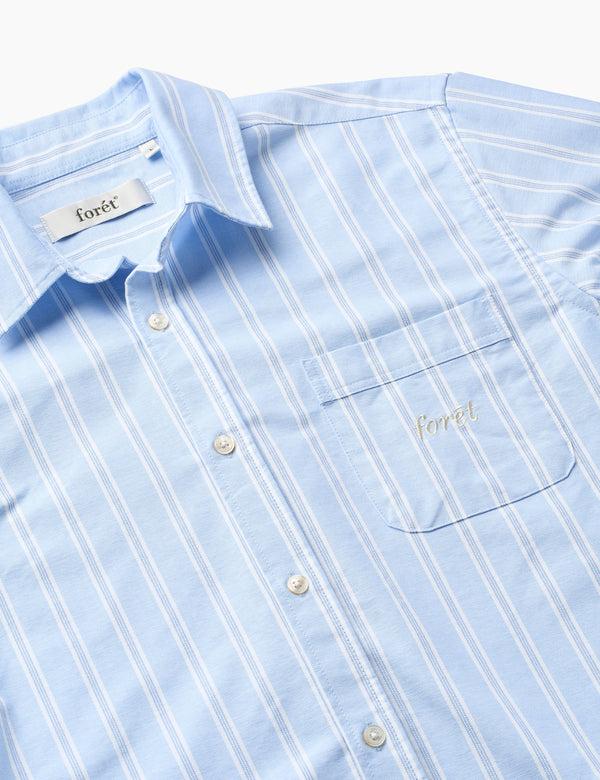 Forét JUNO EMBROIDERED OXFORD SHIRT - LIGHT BLUE STRIPE