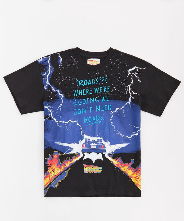 Forever 21 Back To The Future We Don't Need Roads Short Sleeve Tee - Black