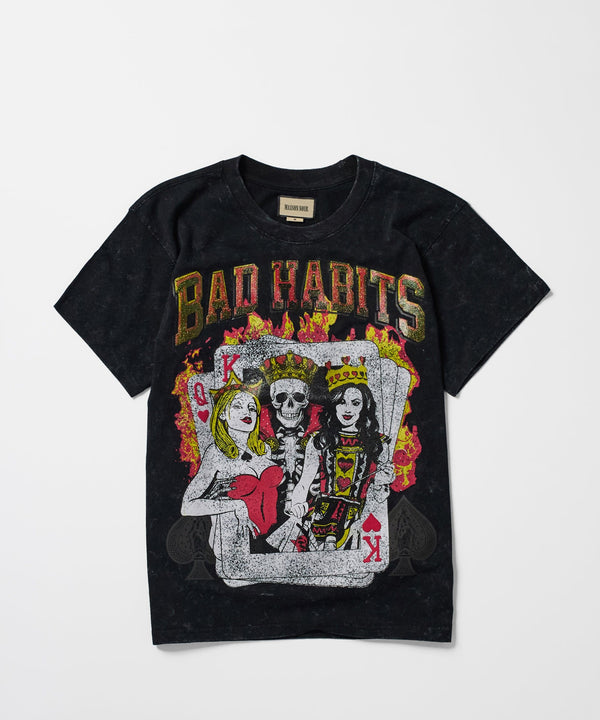 Forever 21 Bad Habits Washed Short Sleeve Tee - Black