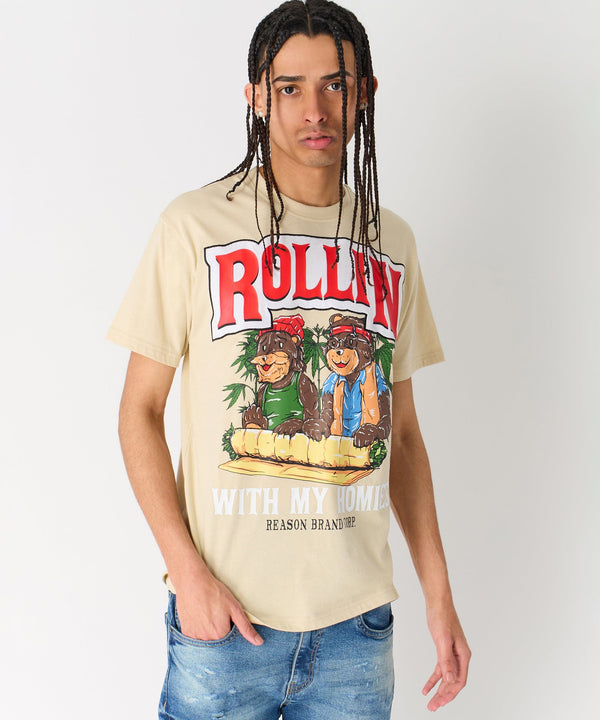 Forever 21 Cheech & Chong Rollin Homies Short Sleeve Tee - Khaki