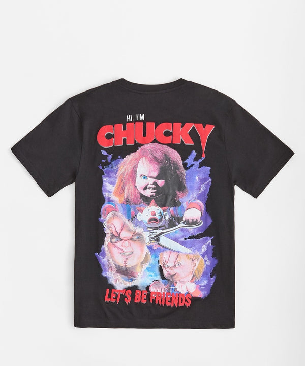 Forever 21 Chucky Lets Be Friends Back Print Short Sleeve Tee - Black