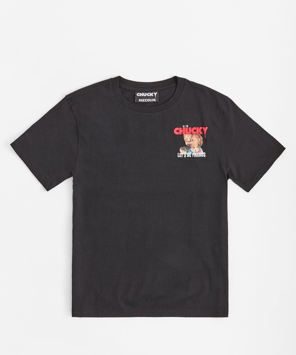 forever 21 Chucky Lets Be Friends Back Print Short Sleeve Tee - Black
