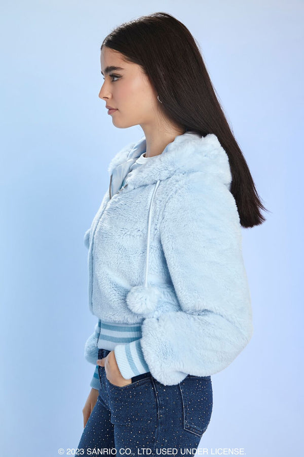 Forever 21 Faux Fur Angel Hello Kitty Zip-Up Hoodie