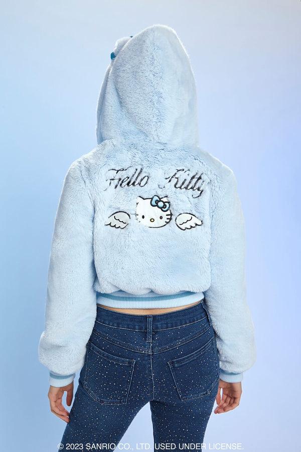 Forever 21 Faux Fur Angel Hello Kitty Zip-Up Hoodie