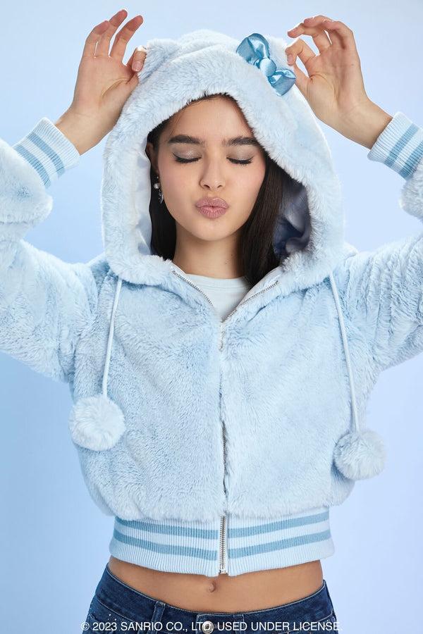 forever 21 Faux Fur Angel Hello Kitty Zip-Up Hoodie