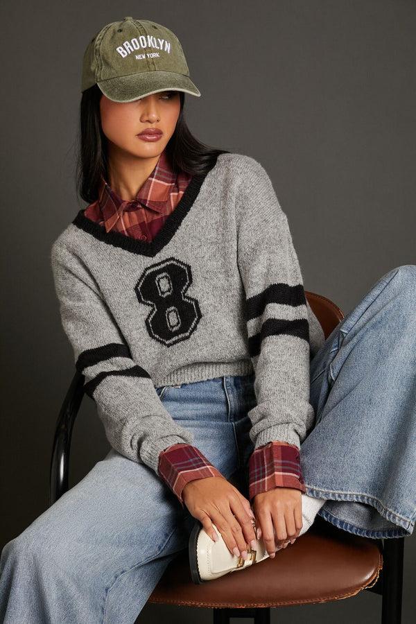 forever 21 8 Varsity Cropped Sweater