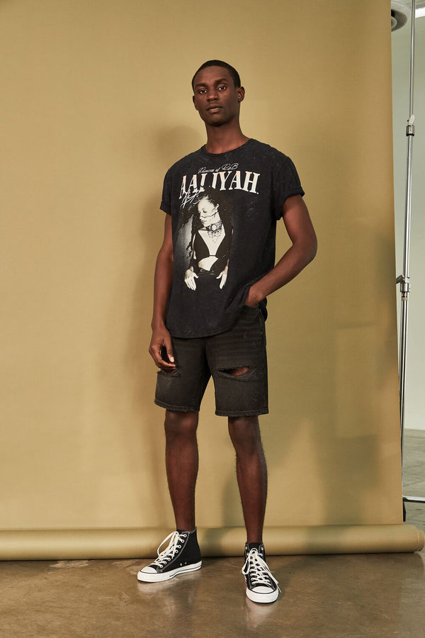 forever 21 Aaliyah Graphic Oil Wash Tee