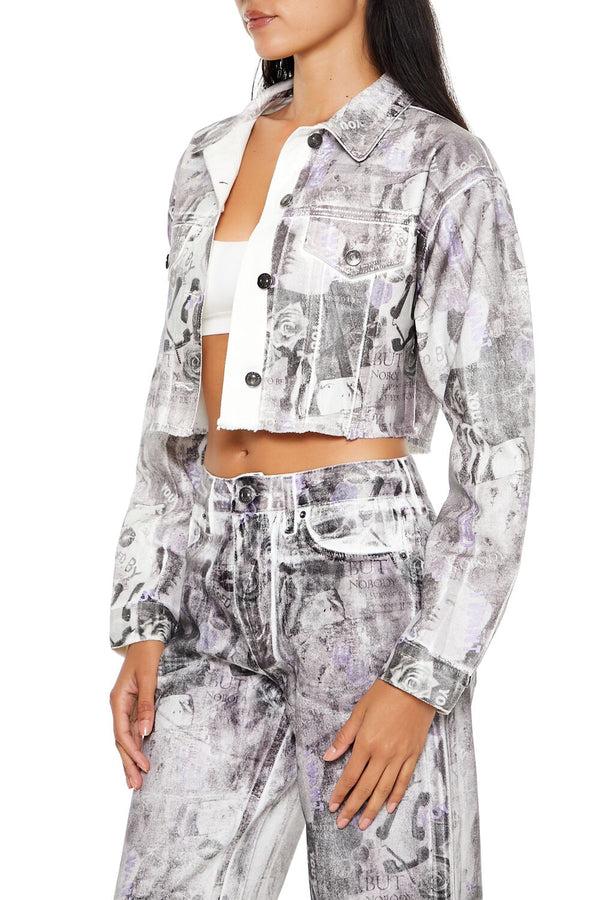Forever 21 Abstract Print Trucker Jacket